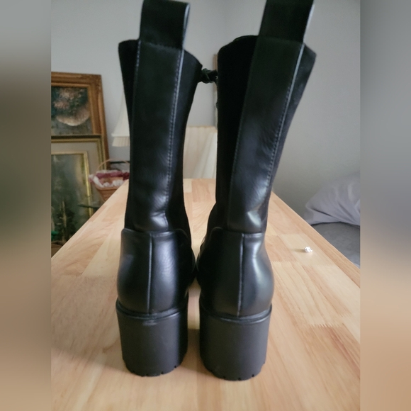 Olivia Miller Faux Leather Black Studded Lace-up Combat Boot - Picture 3 of 6